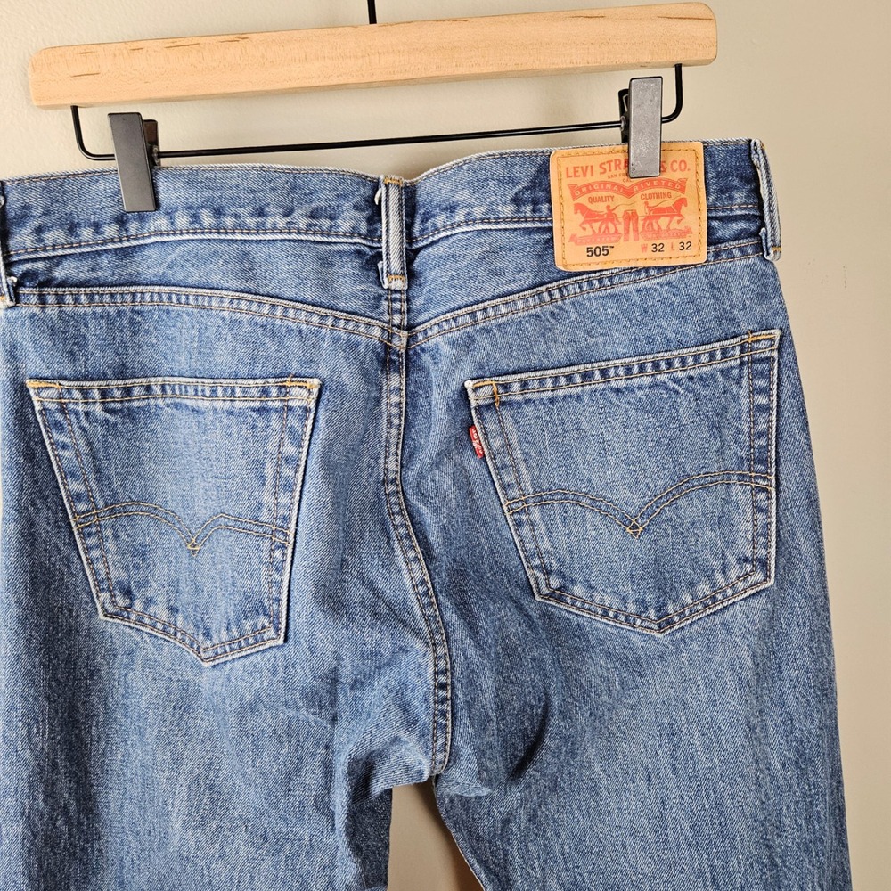 Levi's 505 Straight Leg Jeans S 32x32 Blue Wash Denim - Picture 4 of 7